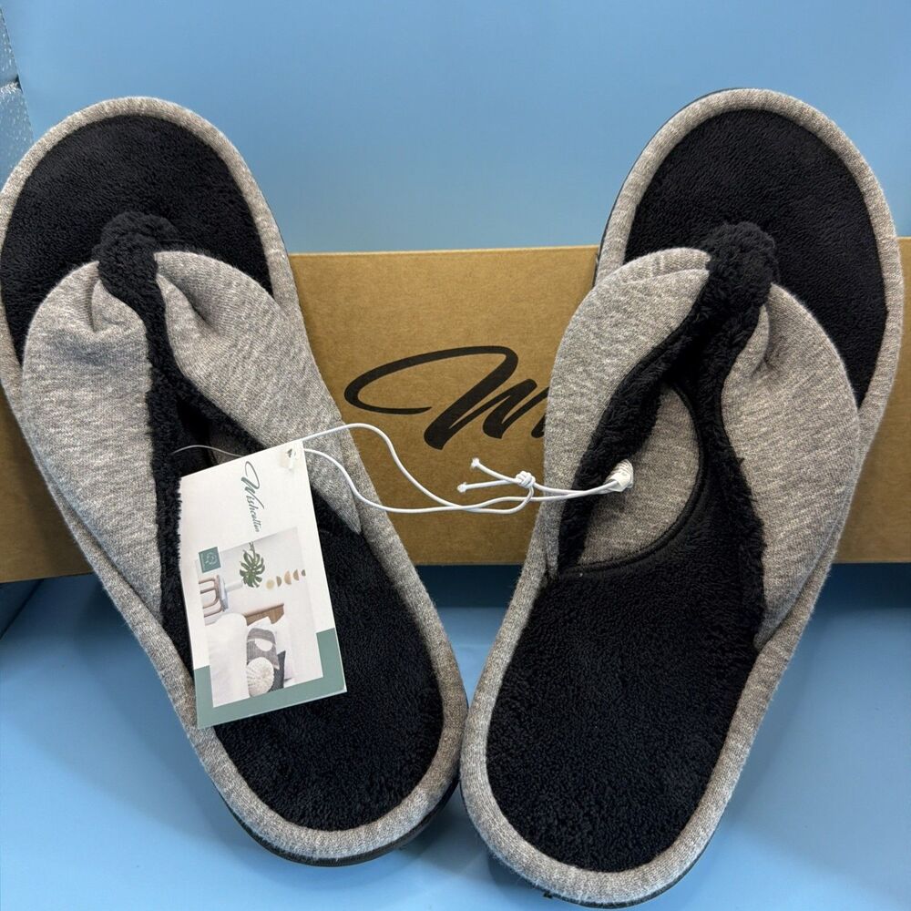 Wishcotton Women's Memory Foam Spa Thong Flip Flops Cozy Indoor Slippers L 9-10 - Picture 1 of 6
